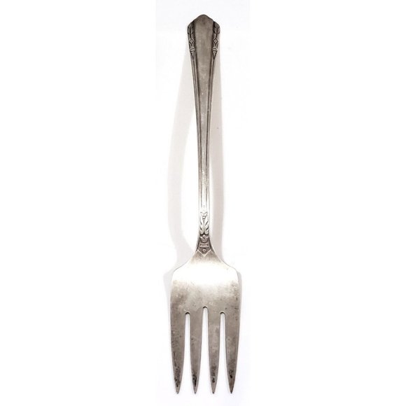 Wm A Rogers 1934 MALIBU silver plate silverware SUGAR SPOON & MEAT SERVING FORK - Picture 5 of 7